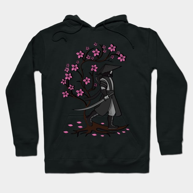 Vintage Samurai Sword Warrior Cherry Blossom Japanese Design Hoodie by Luxara